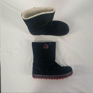 Sorel Glacy Suede Pull On Winter Snow Boots in‎ Black Size 8